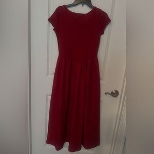a new day Deep Red Cap-Sleeve Gathered-Waist Maxi Dress